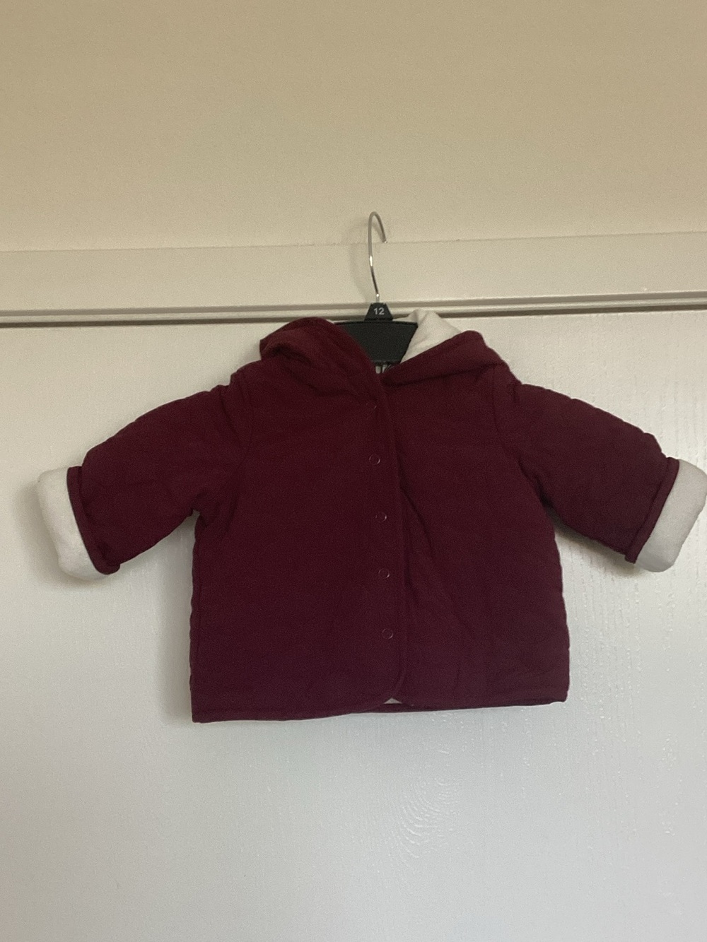 First Impressions Quilted Burgundy Hooded Puffer Jacket